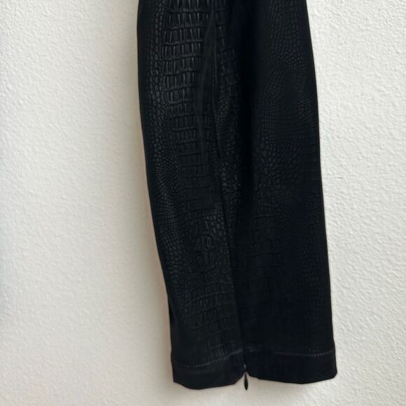 NWT Good American Black Croc Executive Pants Size 2 Flare Leg Slit Zipper XS - Picture 5 of 9